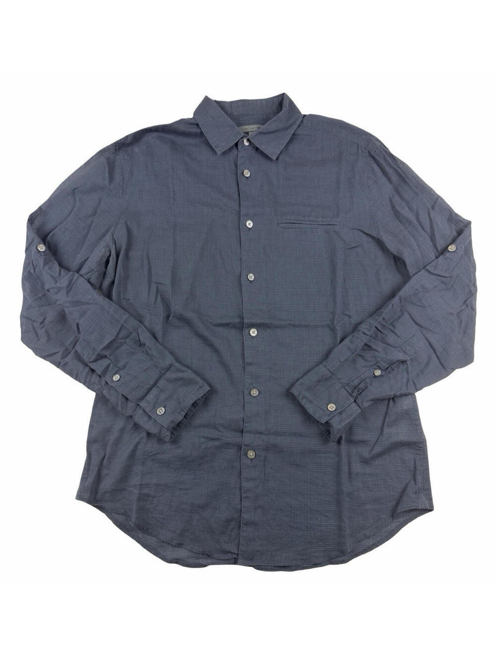 John Varvatos Long Sleeve Button Up Shirt Cotton Glen Check Blue Size S